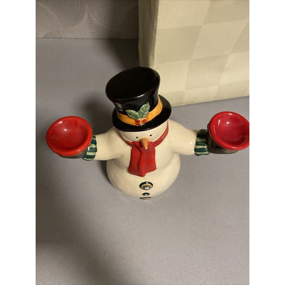 Vintage Russ Berrie Snowman # 14790 Candle Holder with Candles Christmas - Picture 3 of 8